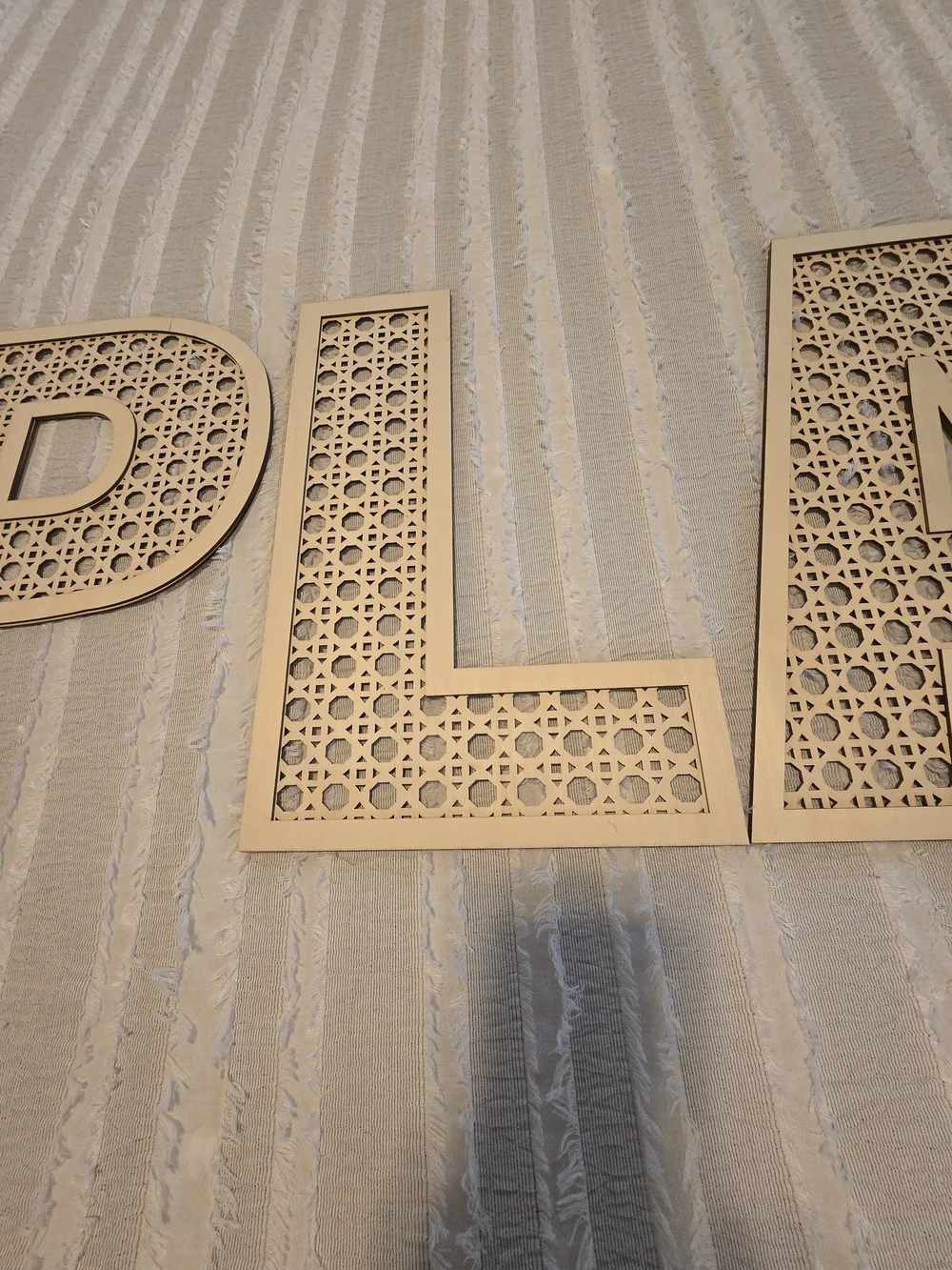 Decorative Beige 'PLAY' Wall Letter Art - Elegant Cutout Design